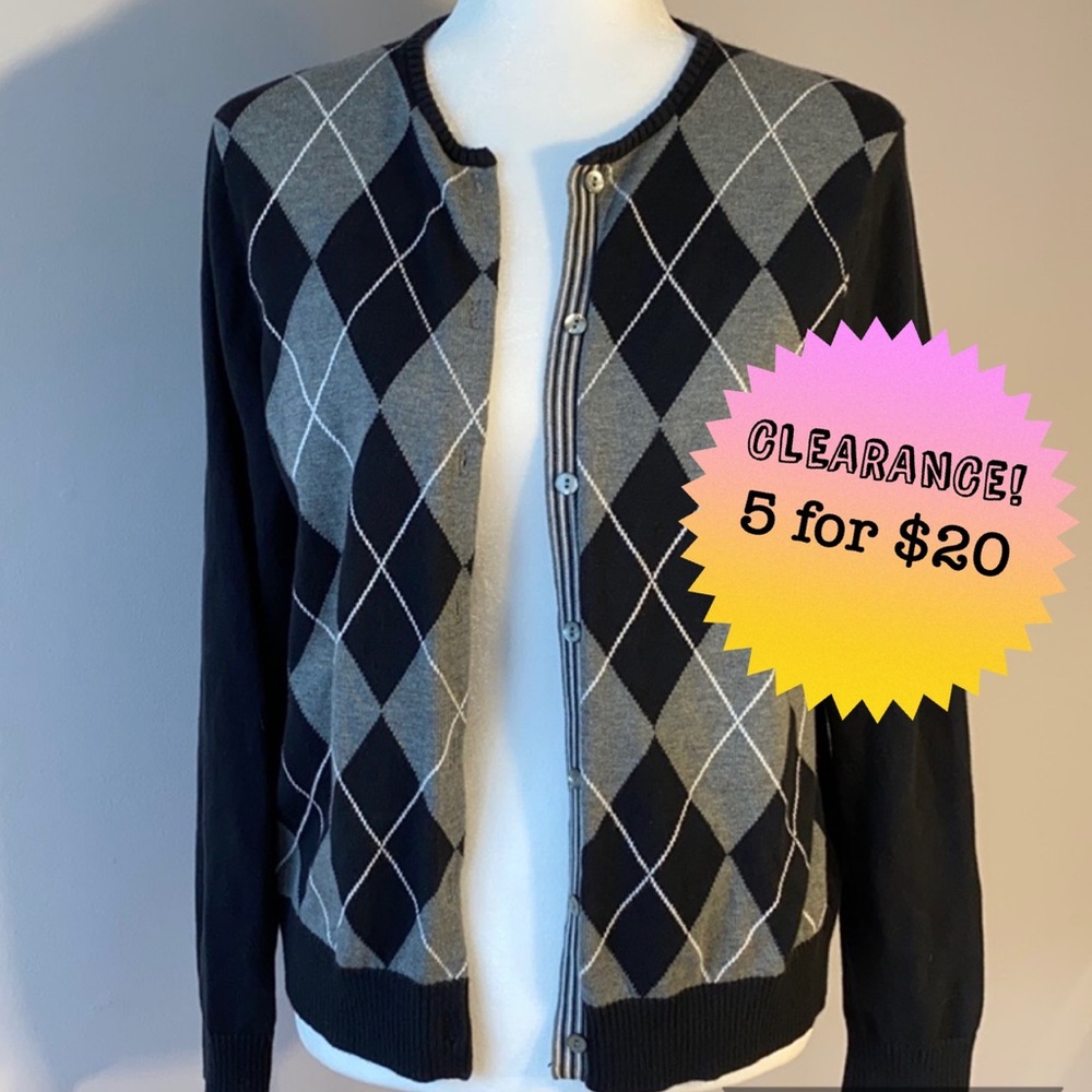 💝 Black and grey argyle Cardigan